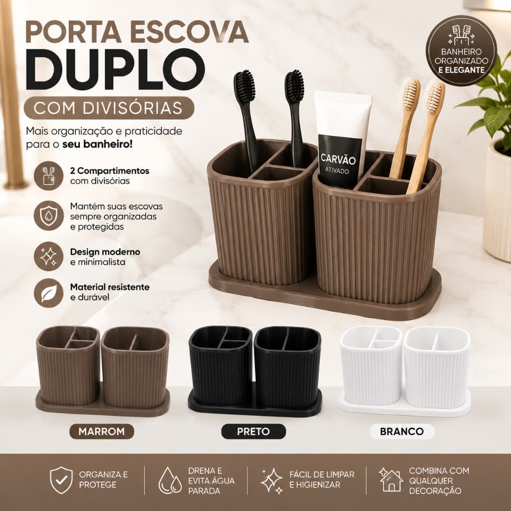 Porta Escovas de dente com Design Moderno e Minimalista para Banheiro com divisórias
