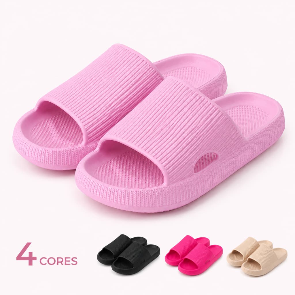 Chinelo Slide Nuvem Feminino EVA Tira Larga Macio Leve Antiderrapante 34 ao 39