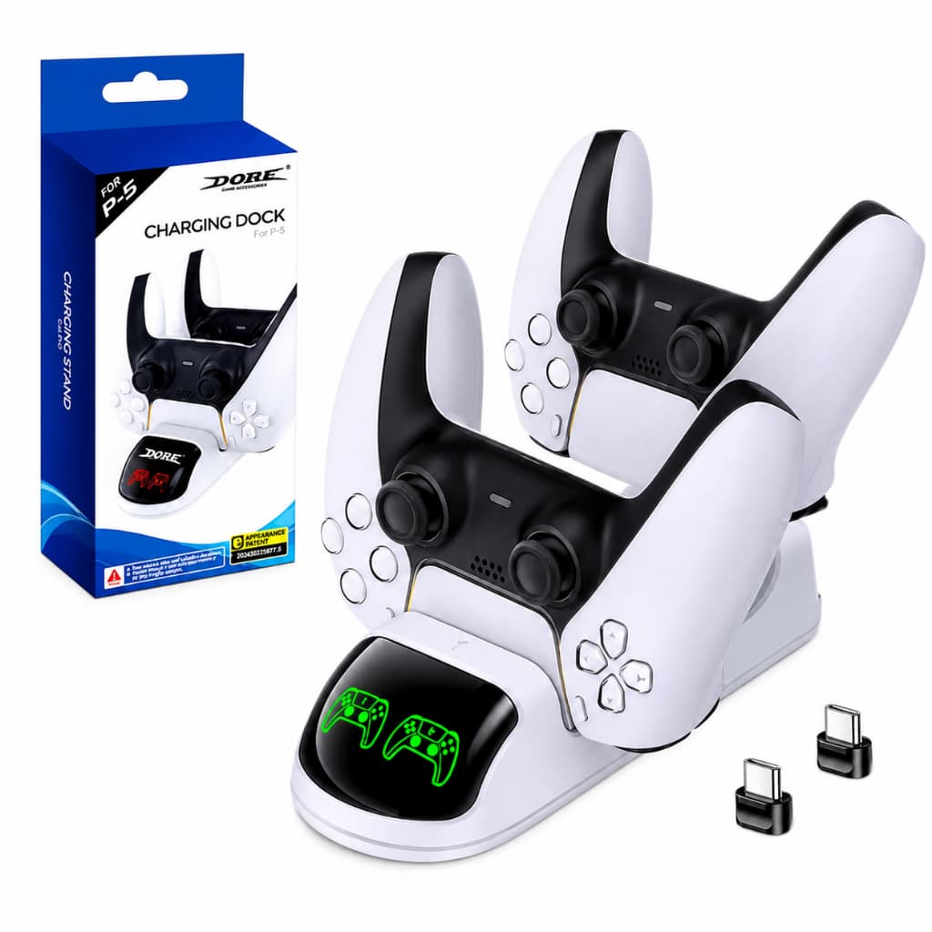 Carregador Controle PS5 Base de Carregamento Duplo Rapido LED Dobe Charging