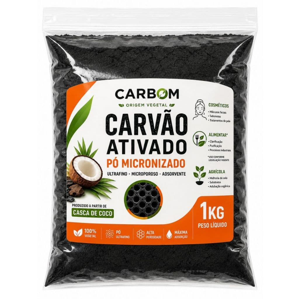 Carvão Pó Ativado 1kg Puro Vegetal Limpeza Pele Clareador Dental Mascara Facial Beleza