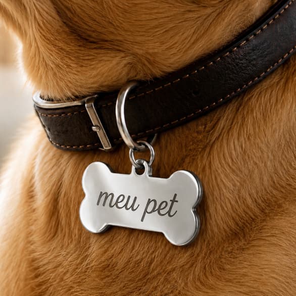 Plaquinha Identificação de Pet Pingente Personalizado Nome Coleira Gato Cachorro Gravação