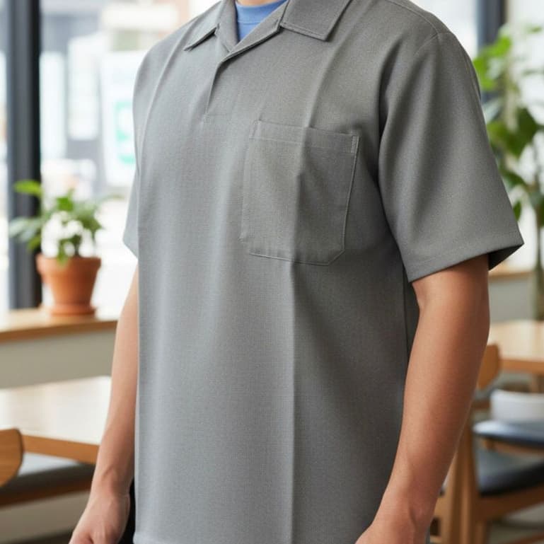 Camisa Para Trabalho Gola Italiana Cinza Resistente Manga Curta Uniforme Profisional ENVIO IMEDIATO