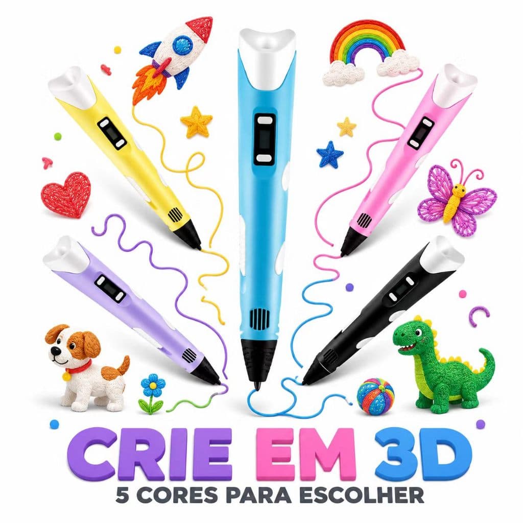 Caneta Impressora 3D LCD PLA 1,75mm Infantil Desenho 3D Brinquedo Criativo DIY Presente Aniversário Criança