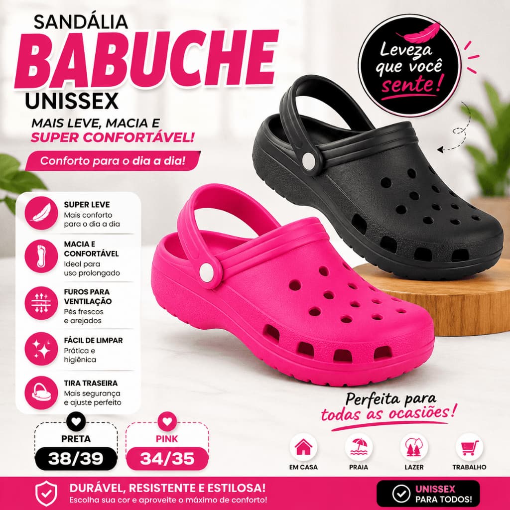 Sandália Babuche Adulto Unissex Mais Leve Macia e Super Confortável