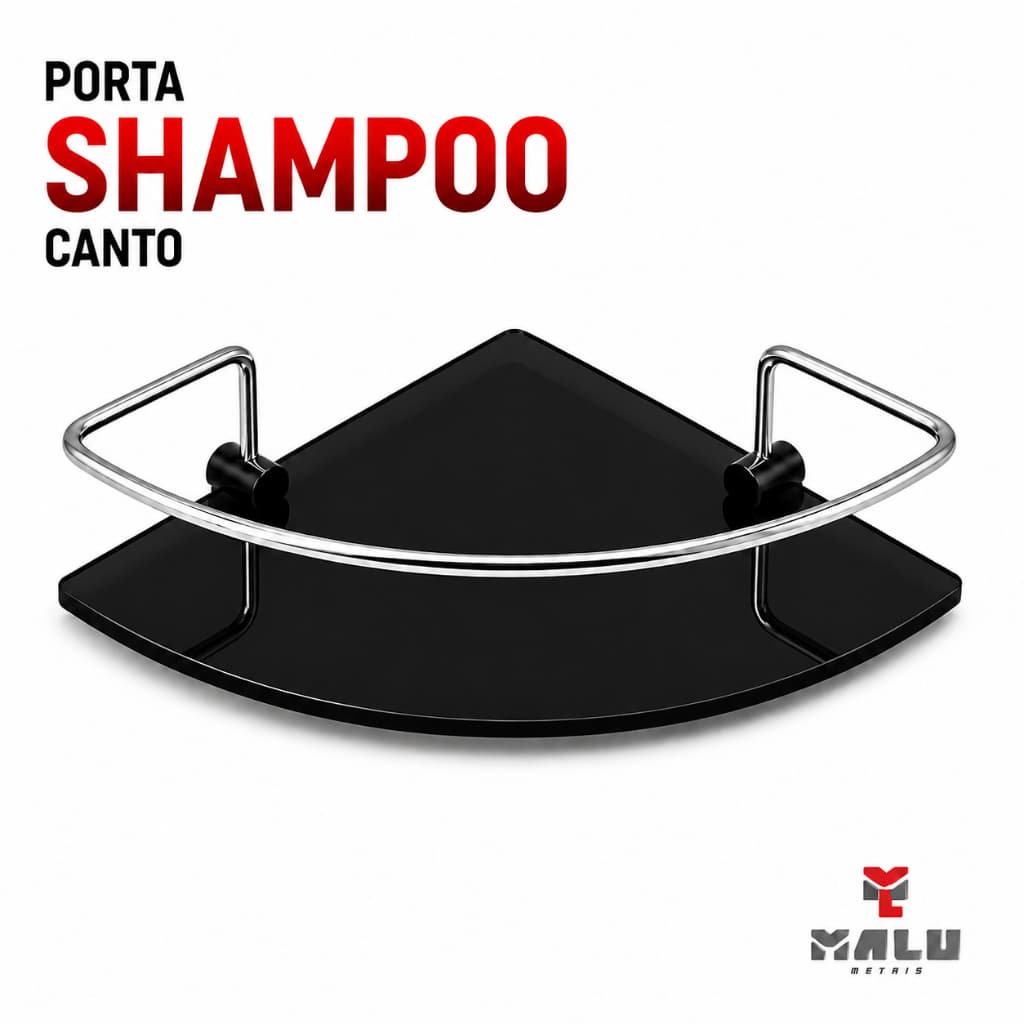 Porta Shampoo Para Banheiro Suporte De Vidro 6mm Fumê Canto Mesclado Anti Ferrugem