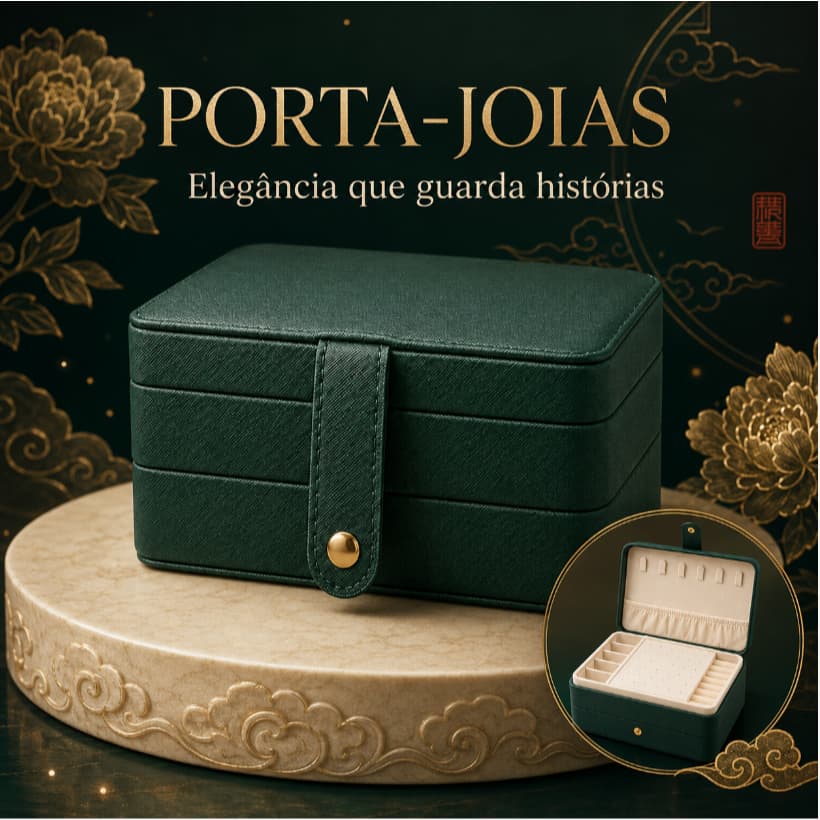 Porta Joias Feminino Organizador de Bijuterias  com Gaveta Colares Anéis Brincos Portátil Luxo Presente