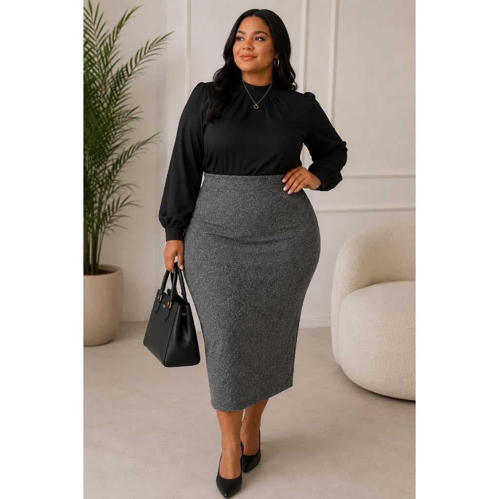 Saia Midi Lápis Feminina Plus Size