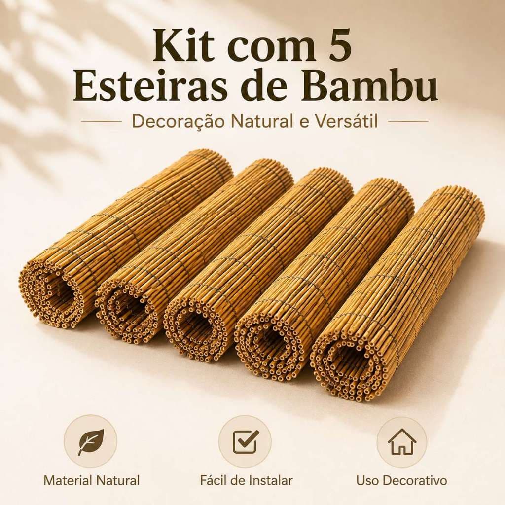 Kit 05un Forro Esteira Bambu Natural Pergolado Revestimento