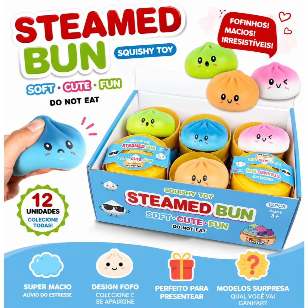 Squishy Dumpling Viral Bolinho Surpresa Antistress Raro Surpresa