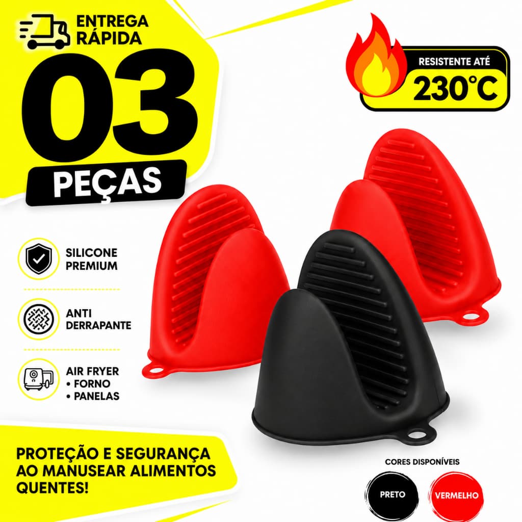 Luva Térmica Silicone Bico de Pato Antiderrapante Pegador De Panela Forno Air Fryer Travessa