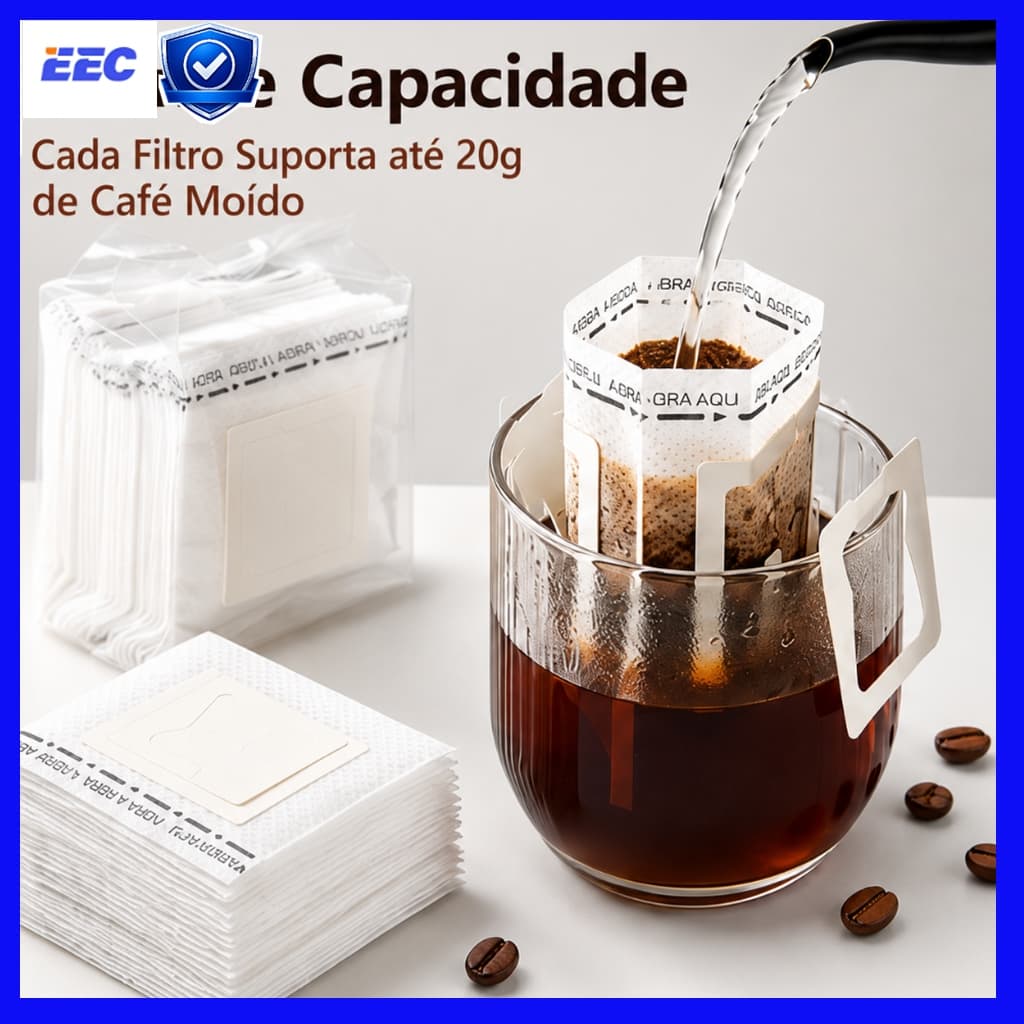 Kit 50/100/200 Unidades Filtro de Café Portátil Filtrante Coador Filtro de Café Suspenso Filtro Descartável para Café