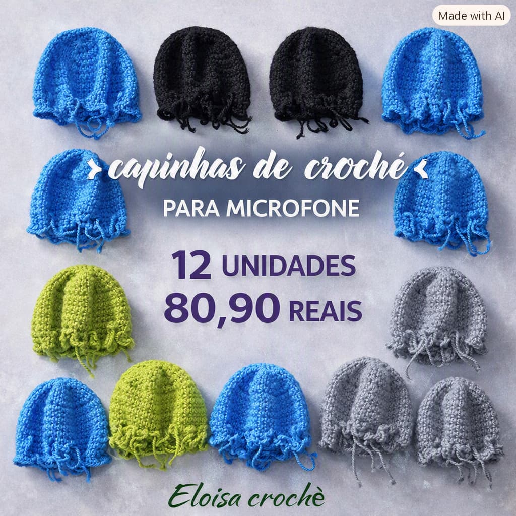 12PCs Capinhas de crochê para microfones (Promoção Limitadas)