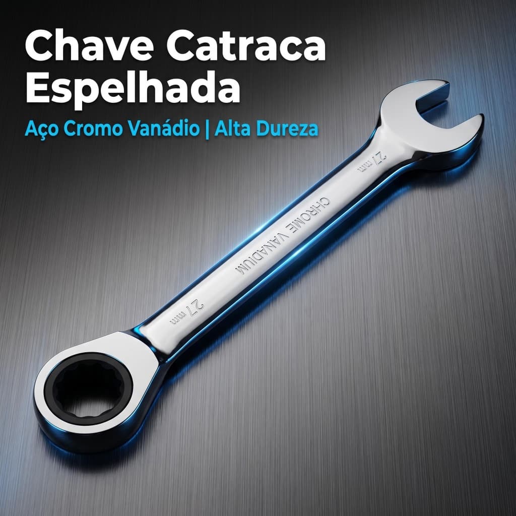 Chave Combinada com Catraca Fabricada em Cromo Vanadium Unidade para Oficina