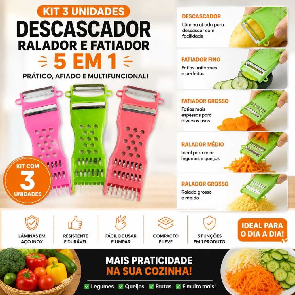kit com 3 un Ralador de Cozinha / utensílios de Cozinha / Descascador de Legumes / Fatiador