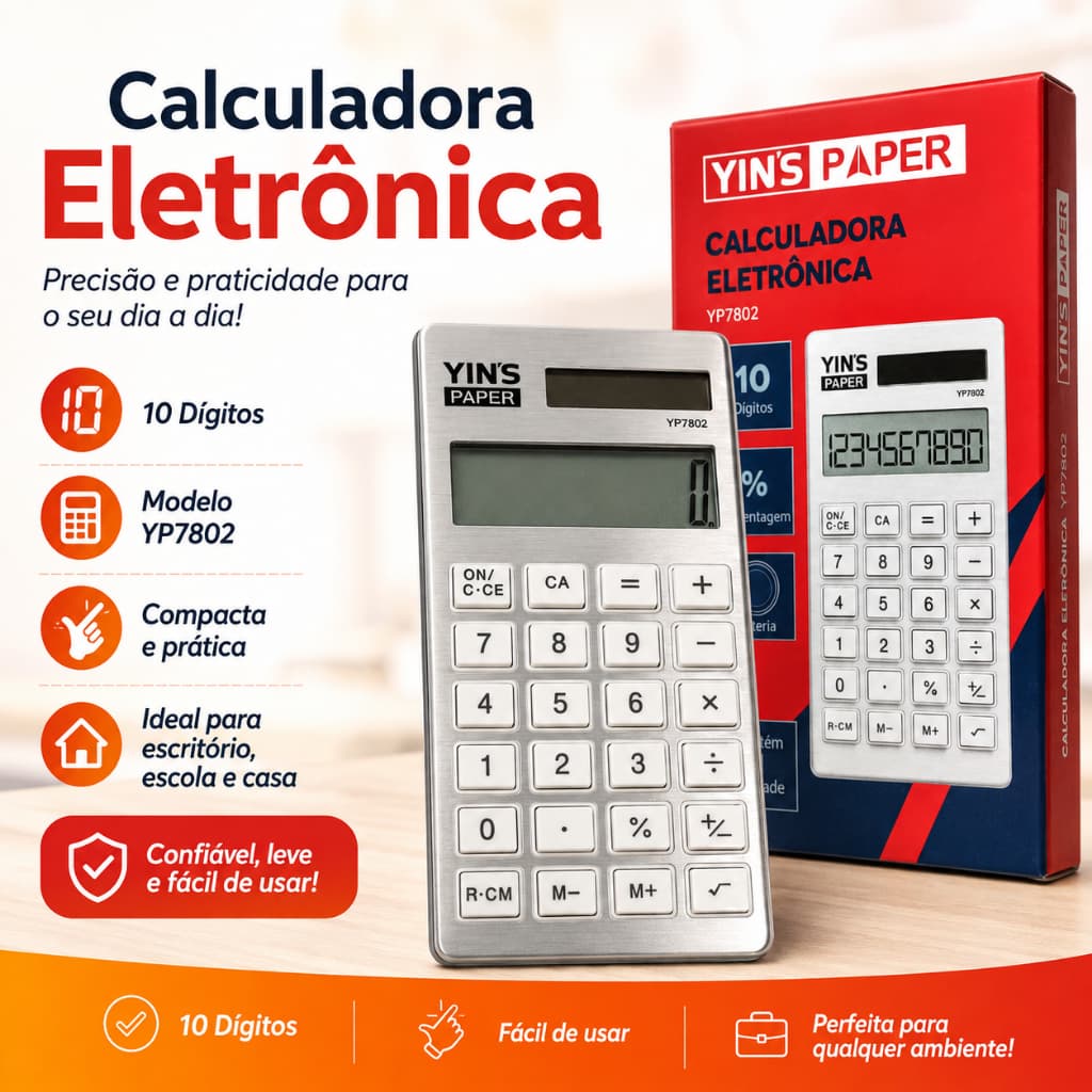 CALCULADORA SIMPLES 10 DIGITOS COM BATERIA
