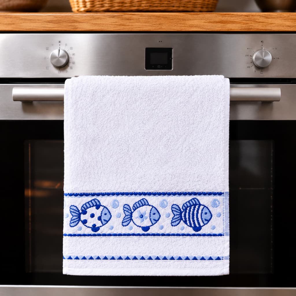 Pano de Prato Copa Cozinha Felpudo Atoalhado Jacquard Gourmet 50cm x 70cm 100% Algodão