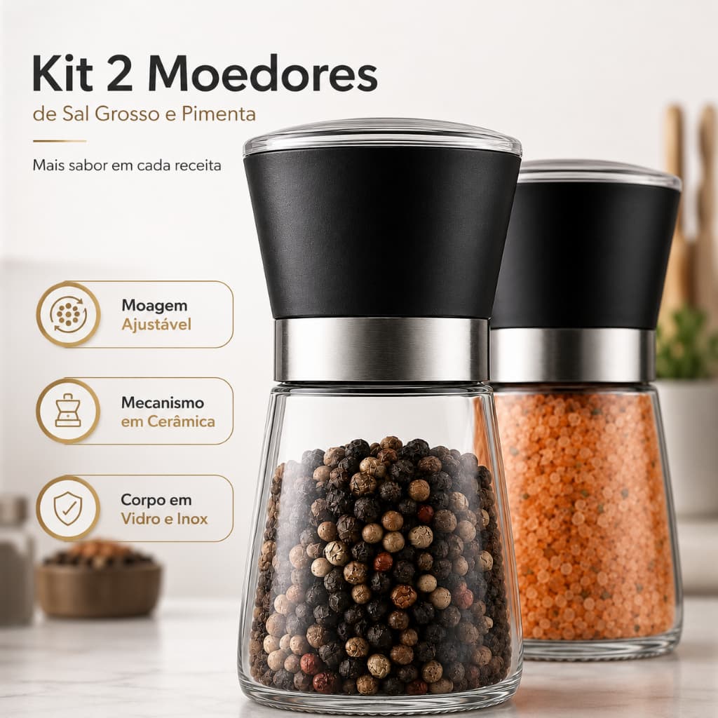 Moedor De Temperos Especiarias Pimenta Em Vidro Com Moagem Ajustável