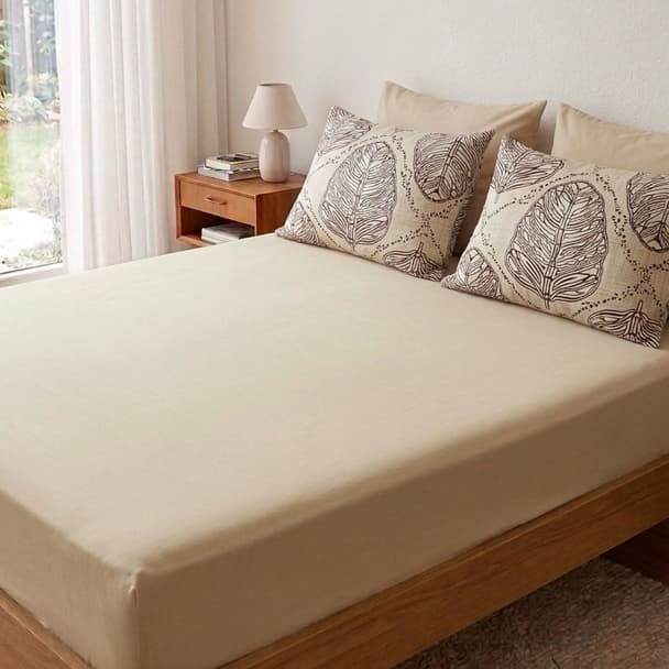 Roupa de Cama Casal 3 Pe莽as Lencol C/ El谩stico e 2 Fronhas. Cama Casal Box 1,38. Malha Algod茫o