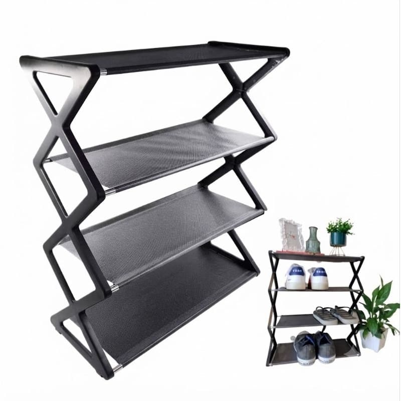 Sapateira Multiuso 4 Andares 42x48,5x18cm Em Metal E Tnt Fwb