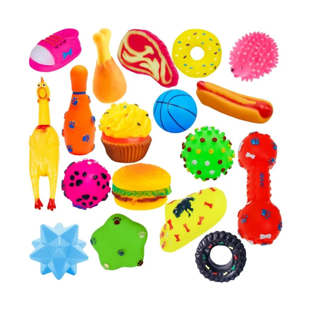 Kit 10 Brinquedos de Vinil para Cães – Mordedores Pet Sortidos Resistentes