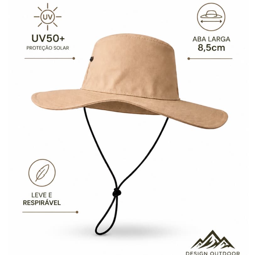 Chapéu Pescador Australiano Proteção Solar Camping Caça Trilha Aventura