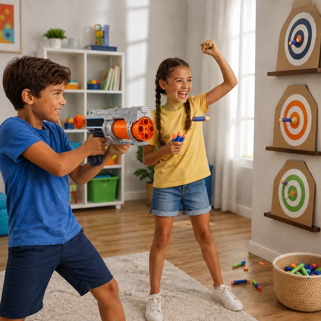 Pistola Lança Dardos Infantil 12 Peças com Dardos de Espuma e 3 Alvos Brinquedo de Pontaria Sortida