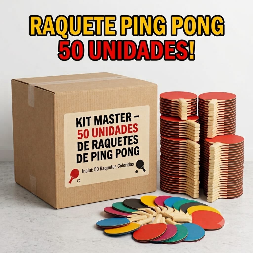 kit 50 pares de Raquetes ping pong tênis de mesa Raquete ping pong tênis de mesa jogo criança adulto 2 Raquete 1 bolinha