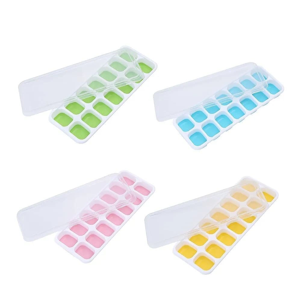 Forma de Gelo de Silicone com Tampa Antivazamento - Fácil de Desenformar, Ideal para Água, Suco e Drinks