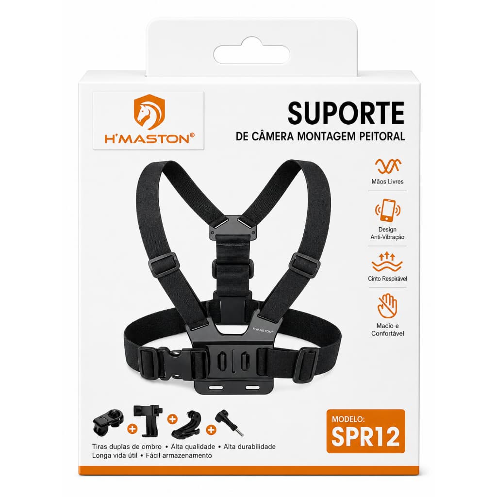 Suporte Peitoral para Câmera de Ação H'Maston SPR12 Compatível com GoPro e Similares