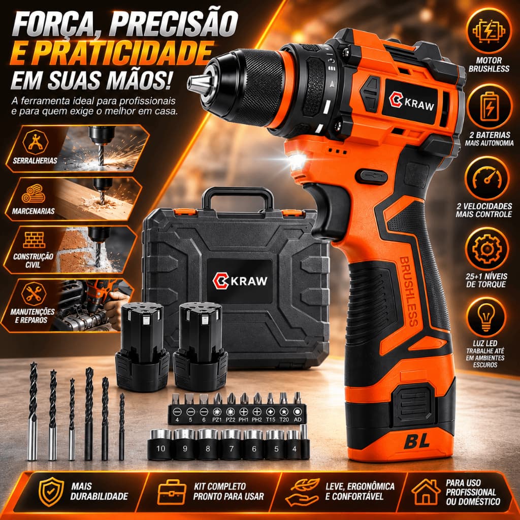 Parafusadeira Furadeira 16v 3/8 RB-16BL Motor Brushless