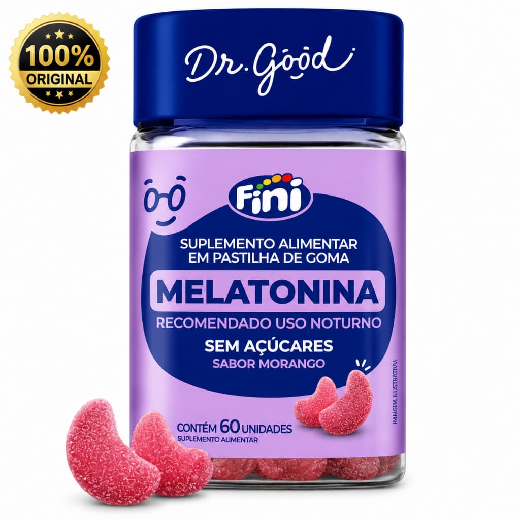Melatonina Gummy Dr. Good 60 Unid Sabor Morango Sem Açúcar