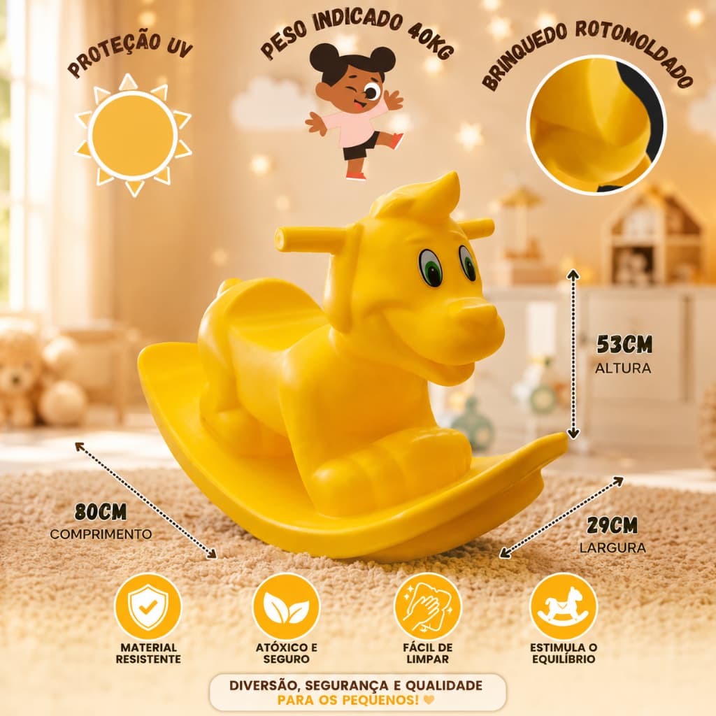 Gangorra Cachorrinho Balanço Infantil Até 6 Anos, RESISTENTE A RAIOS SOLARES FÁCIL MANUSEIO E LIMPEZA
