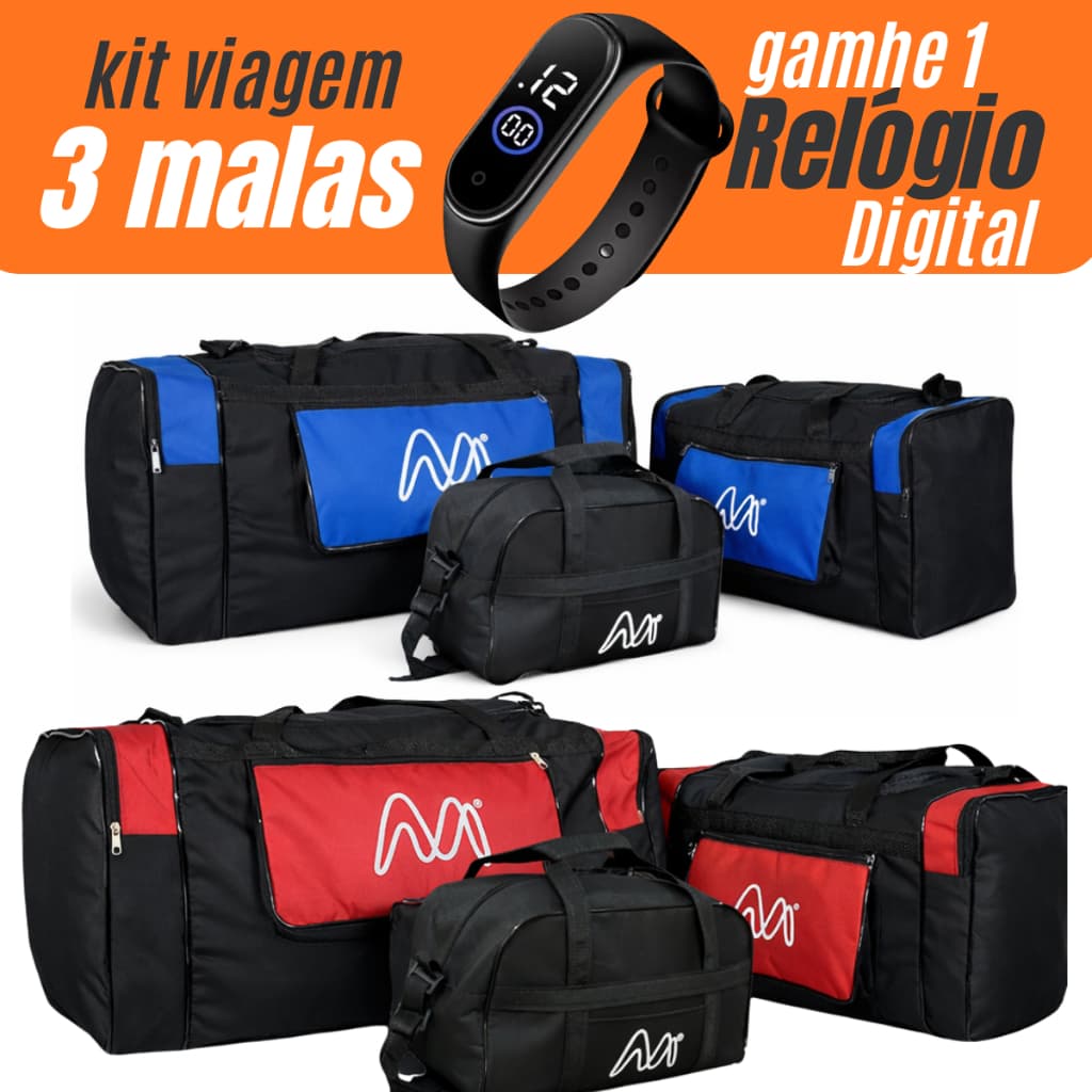 Kit 3 Mala Bolsa De Viagem Sacola De Viagem Media GG, G E P