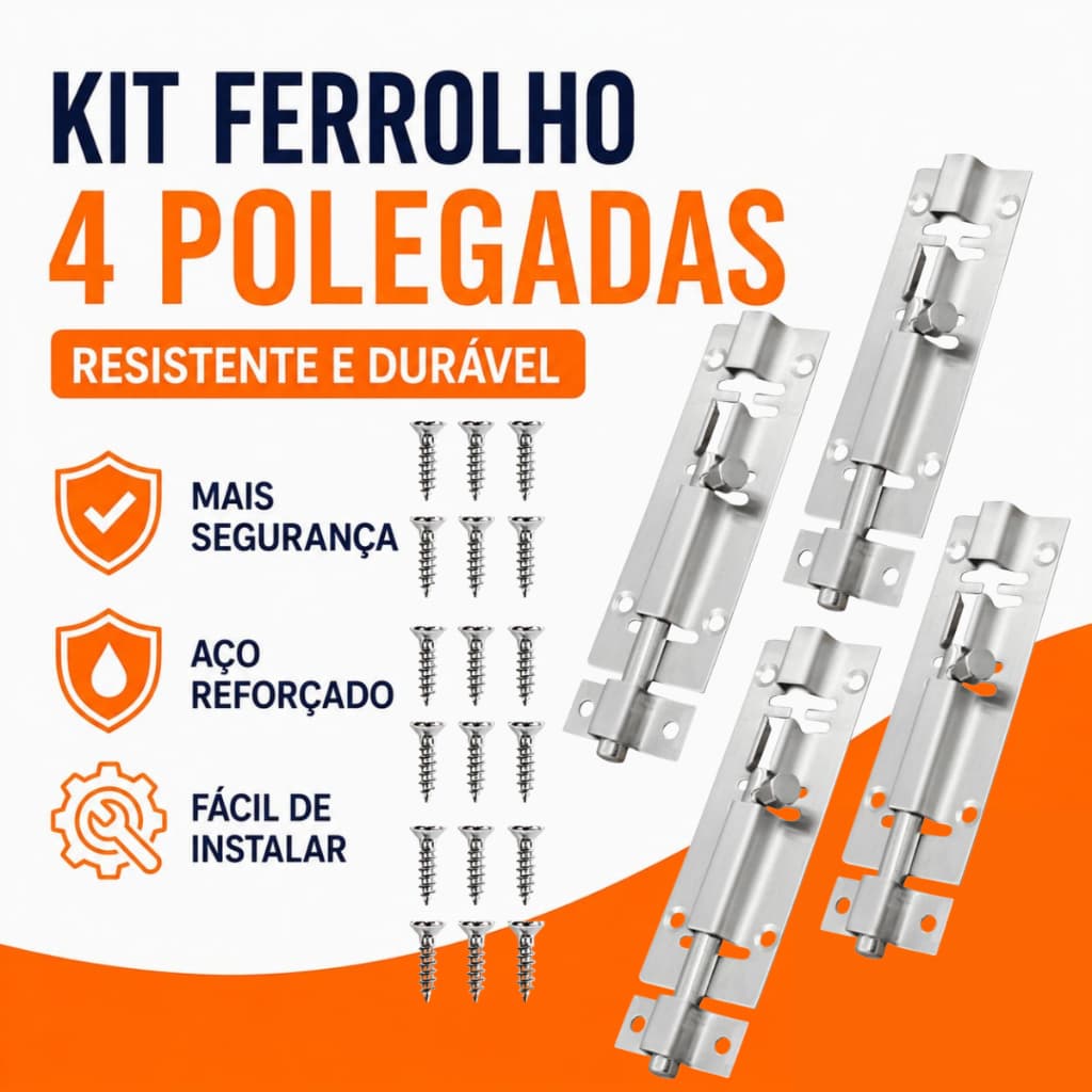 Trinco 4 Polegadas Ferrolho Fecho Cromado Para Porta Portão Janela 10 Cm