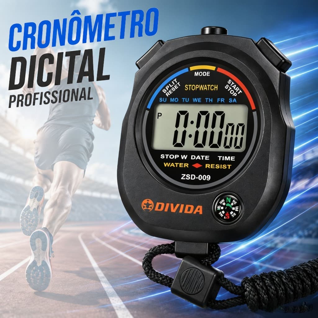 Cronômetro Digital Progressivo De Mão Alarme Relógio Com Corda Temporizador Esporte Estudo Esportivo
