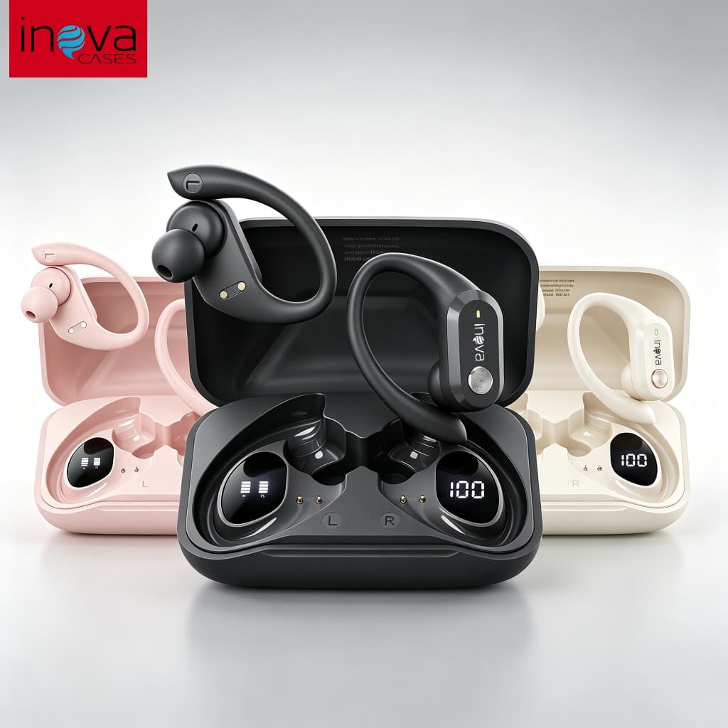 Inova Fone de Ouvido Bluetooth TWS com Condução Óssea – Clip-on Sem Fio, BT 5.4, Cancelamento de Ruído Ativo