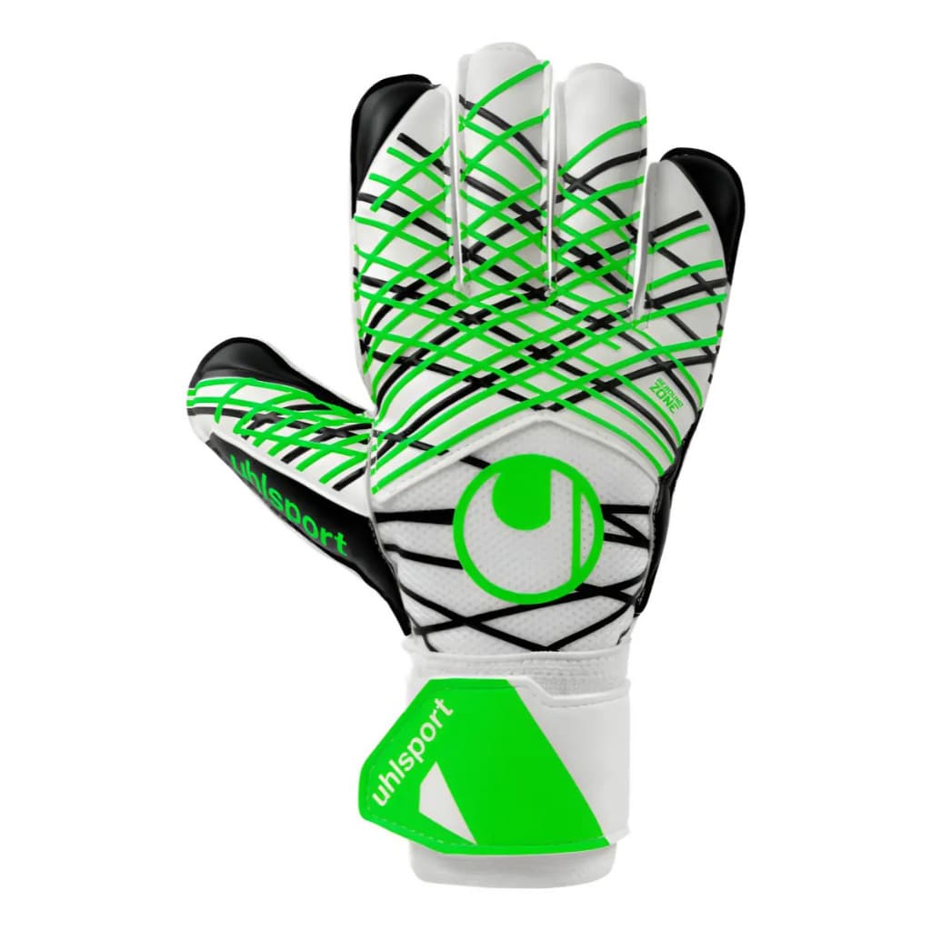Luva De Goleiro Uhlsport Zone Pro Soft Advanced Branco Verde Palma Látex