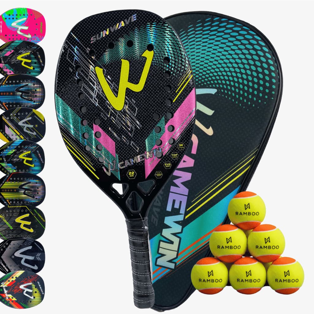 01 Raquete Beach Tennis Carbono 3k C/ tratamento + 06 bolas