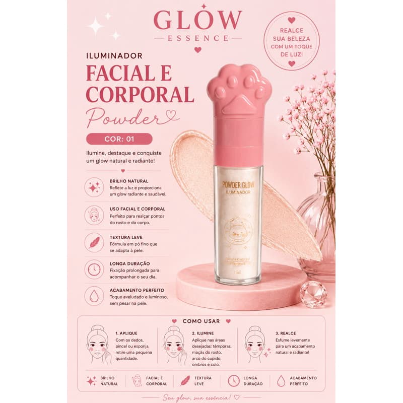 Iluminador Facial e Corporal Powder Cor: 01