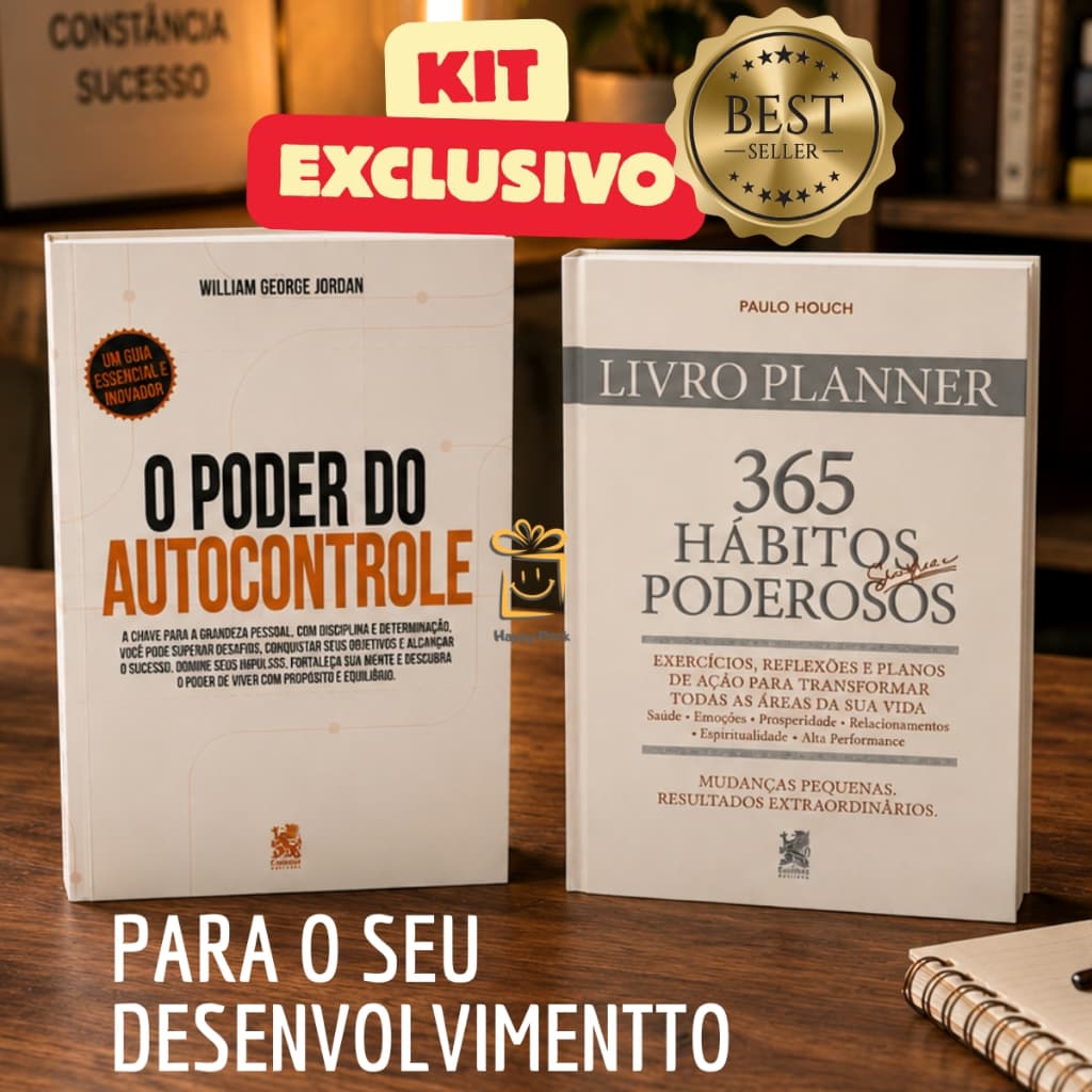 Kit 2 livros Planner 365 Hábitos Poderosos O Poder do Auto Controle Desenvolvimento Pessoal Prosperidade Disciplina