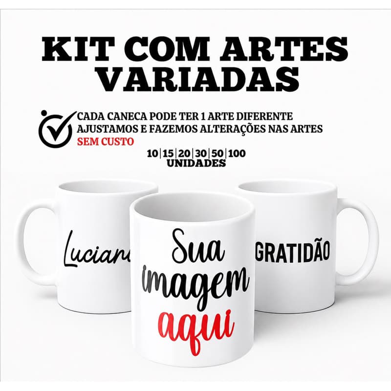 Caneca Personalizada de Porcelana para Empresas Logotipo Fotos Presentes Marca e Eventos Kits