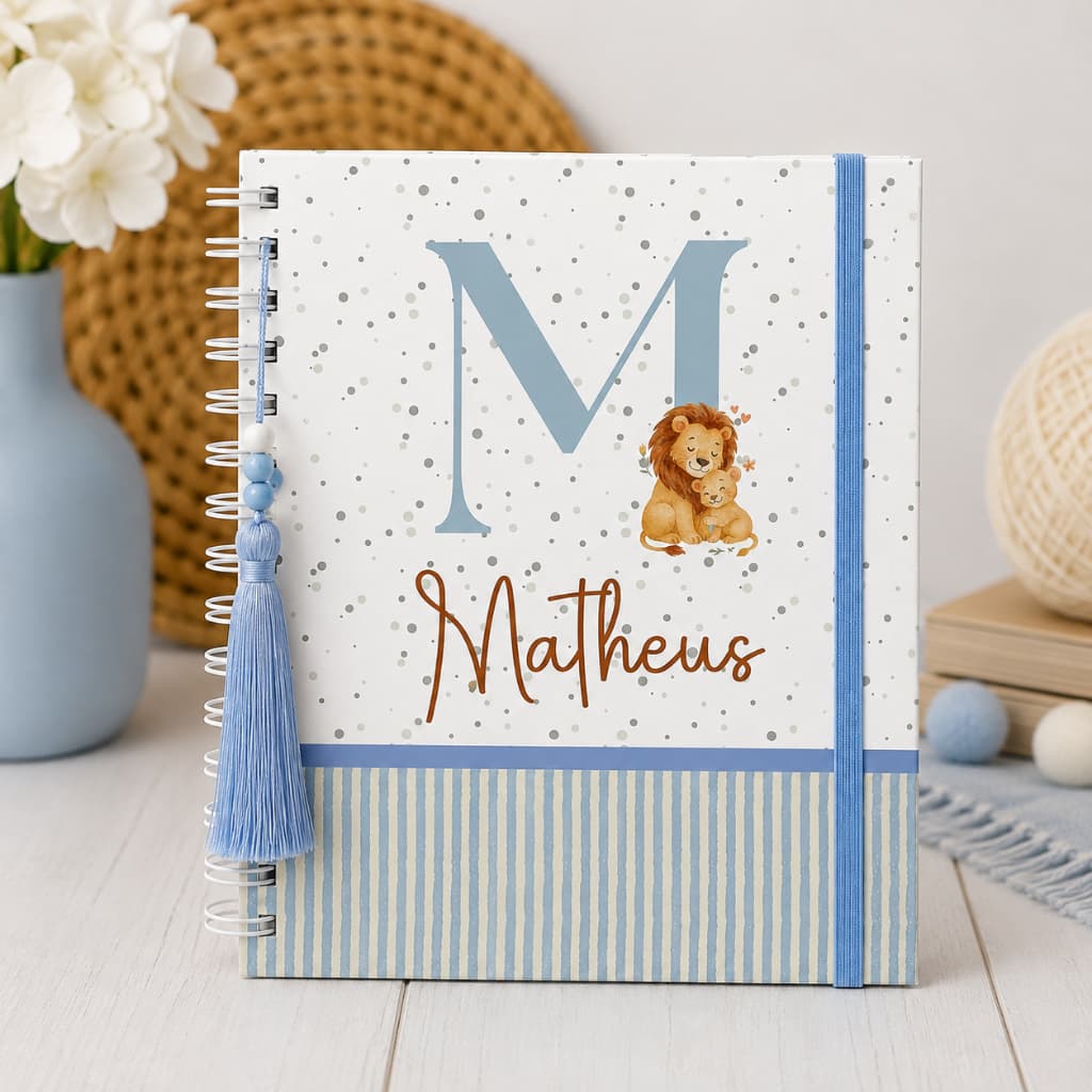 Caderneta de Saúde Personalizada – Caderneta de vacina Leão  -Caderneta de Saúde Leãozinho Cute