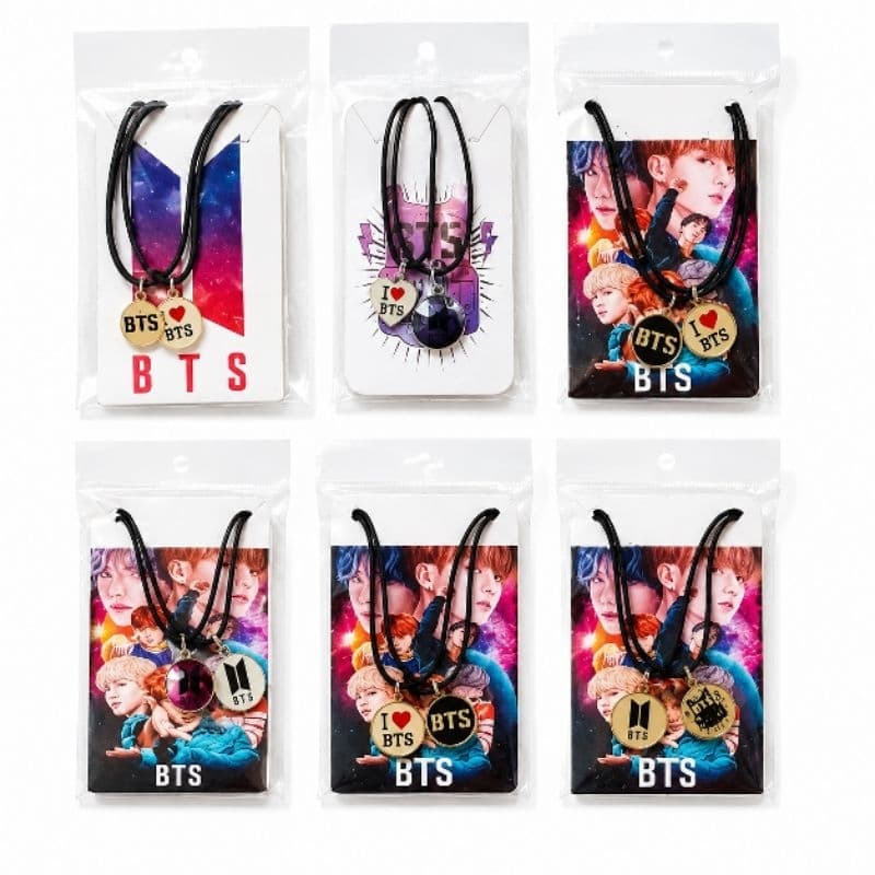 Colar BTS Kit 3 Cartelas 6 Colares da Amizade K-Pop Army
