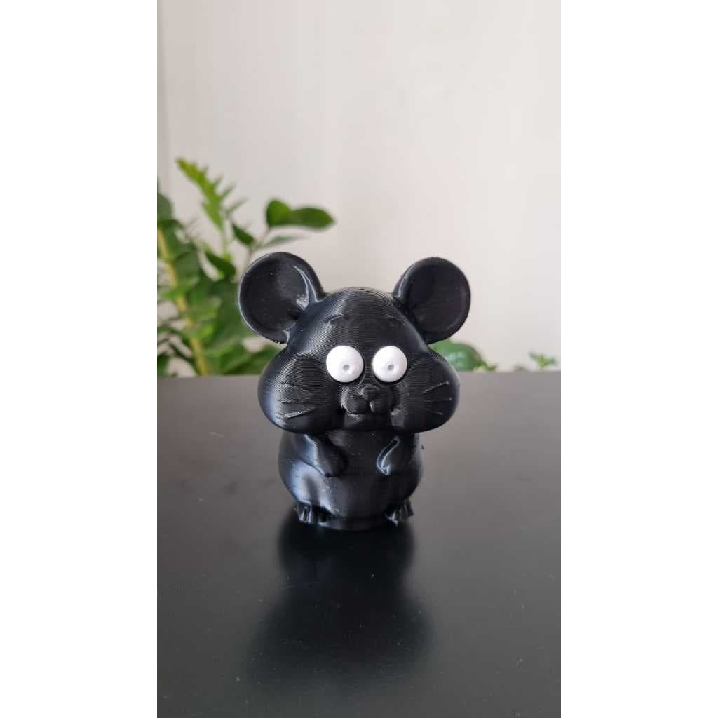 Rato Olho Esbugalhado Miniatura Decorativa Fofo Engraçado Colecionável Anti Stress Apertavel
