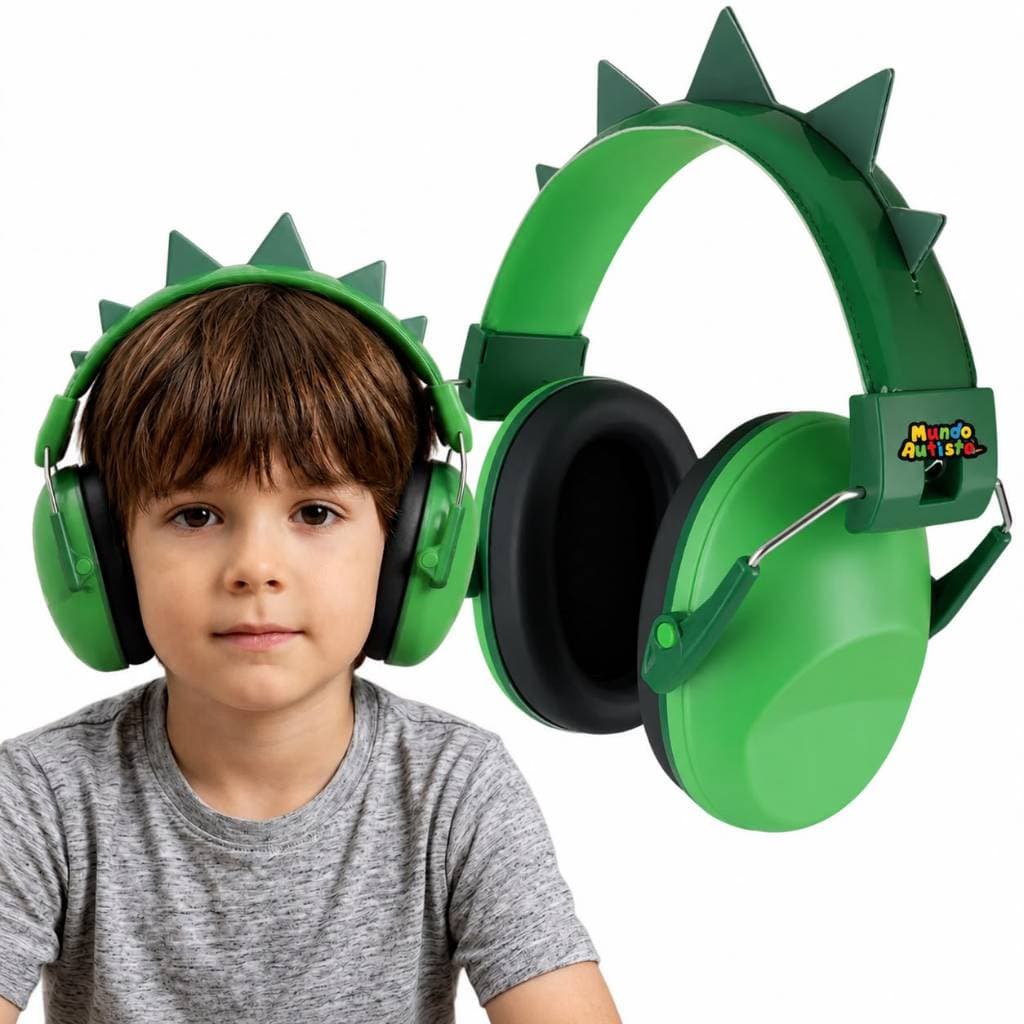 Abafador Dino 34 DB Autismo Fone Protetor de Som Ouvido Auricular Ruido Super Confortavel Tdah Tea Autista pcd
