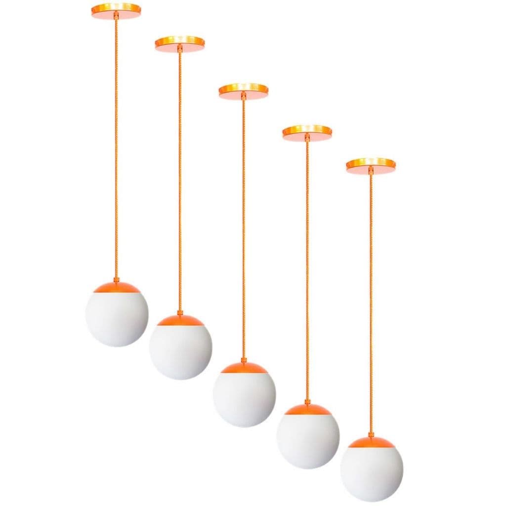 Kit Com 5 Lustre Pendente Luminária Globo Jabuticaba Stuttgart Cobre para Cozinha, Sala, Quarto Escritório, Área Gourmet