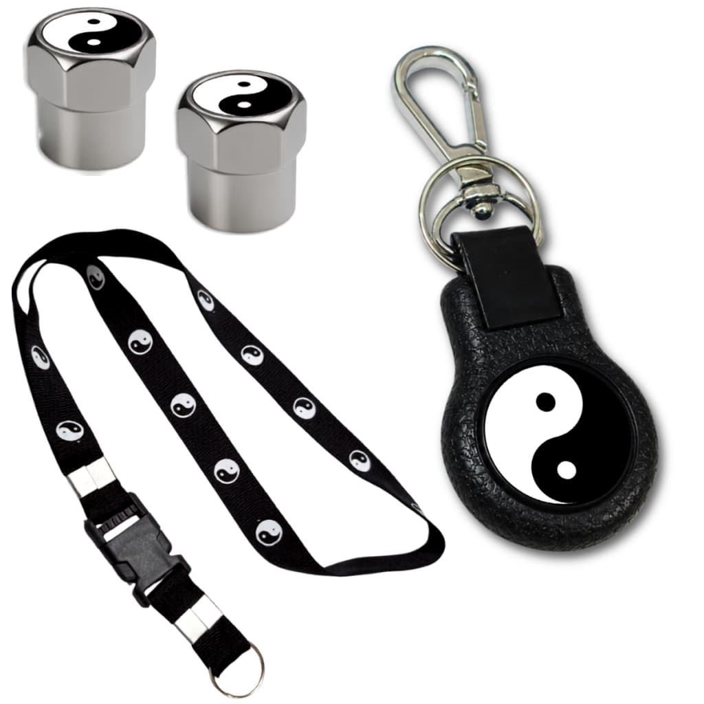 Chaveiro Yin Yang Cordão Ruby bico 2 válvula de pneus Pescoço Moto Carro Porta Crachá Engate Tirante