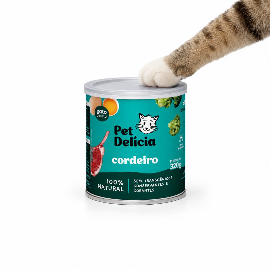 Ração Úmida Pet Delícia Cordeiro para Gatos 320g | Alimento Natural para Gatos Adultos