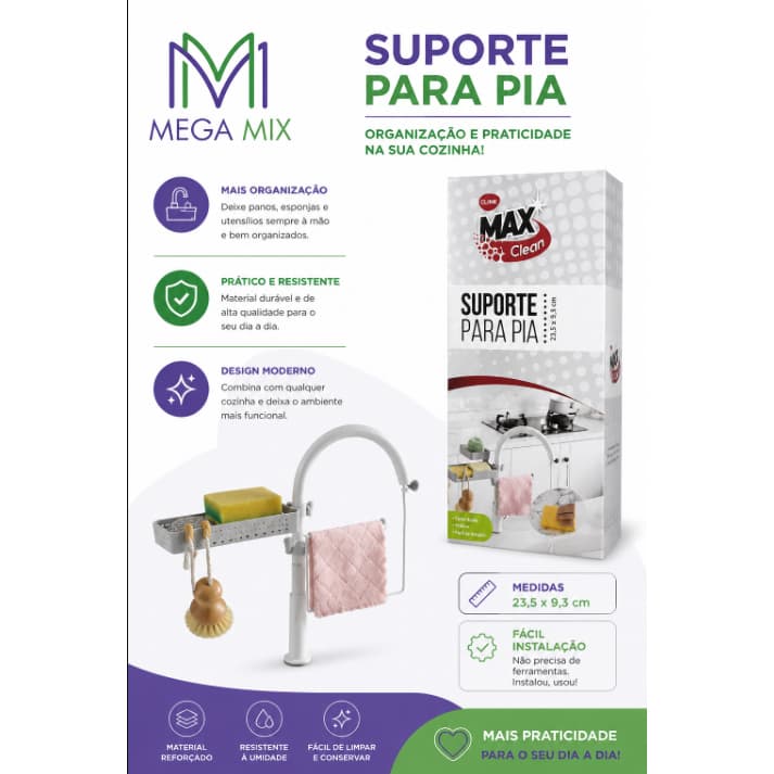 Suporte Organizador De Pia cor cinza