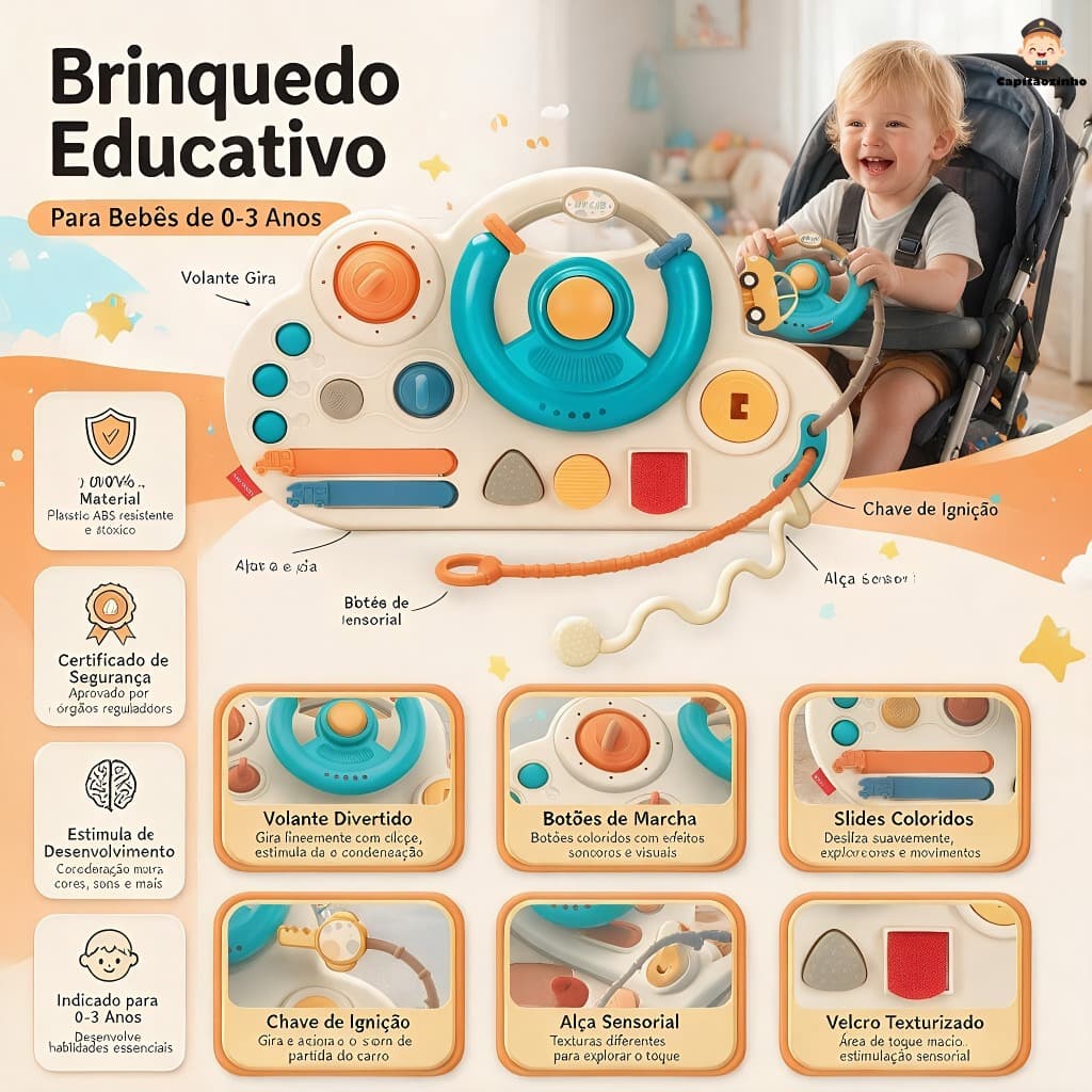 Desenho Elétrico Simulado De Condução De Carros Volante De Direção Brinquedos De Bebê Educativos Infantis
